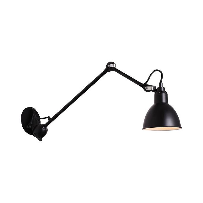 Lámpara de pared de pared con cúpula negra/gris moderna 1 cabezal de pared metálica con brazo ajustable, 23.5 "+8"/16 "+8" Longitud de longitud