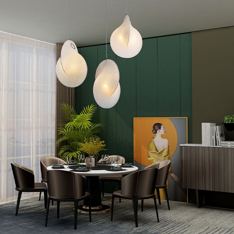 Blanc 1-Light moderne simplicité kit de lampe suspendue Pendentif en soie pour chambre à coucher