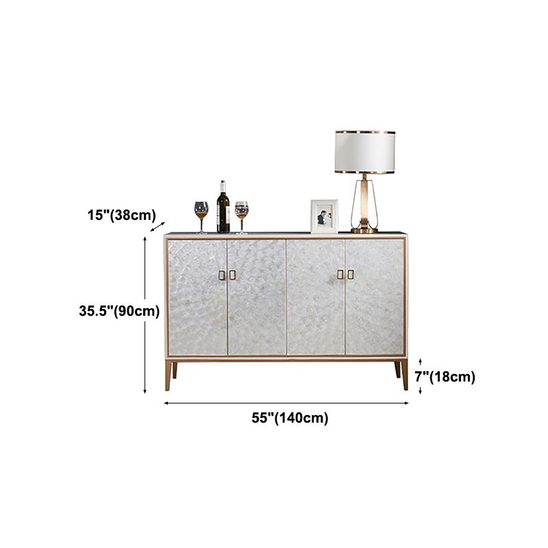 Modern Living Room Buffet Wood and Metal Sideboard Buffet in White