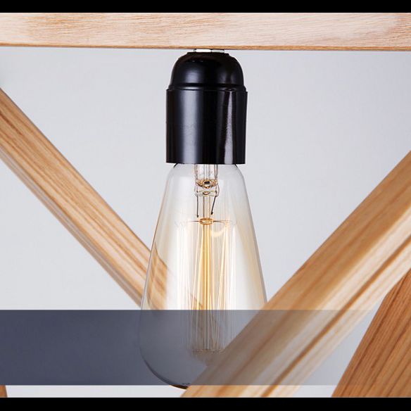 Beige houten driehoek hangende licht lichte Noordse moderne stijl 1 lichte restaurant plafond hanglamp