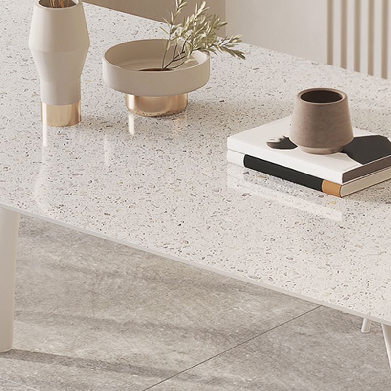 Medieval Modern Sintered Stone Table Rectangle Table with Metal Base and 4 Legs