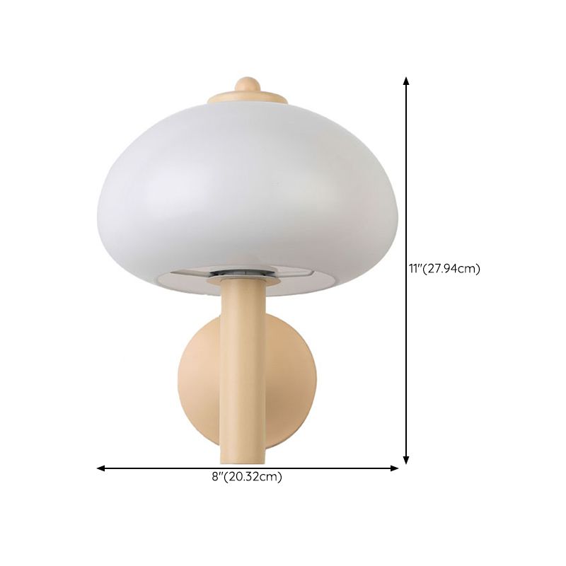 Modern Metal Wall Sconce Mushroom Shape Wall Light with Glass Shade for Living Room