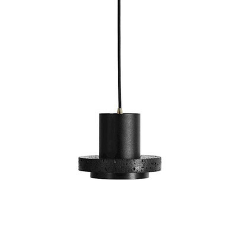 Black Hat Shaped Pendant Lighting Nordic 1 Bulb Lava Stone Suspension Light Fixture