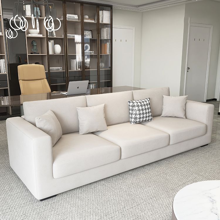 Modern 33.46" H Faux Leather 3-Seater Square Arm Sofa for Living Room