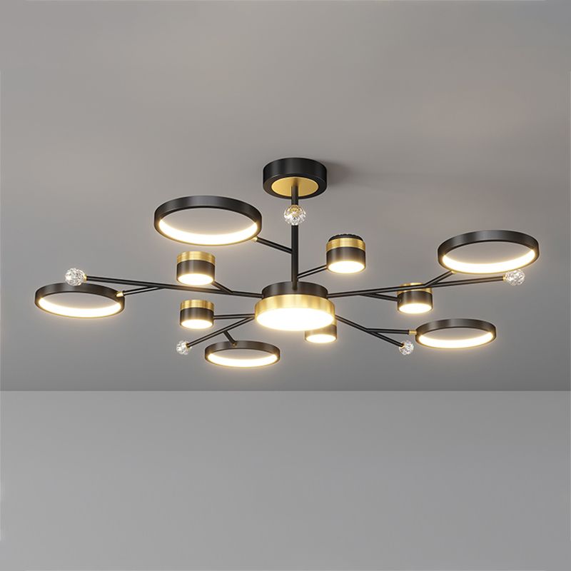 Cylinder Shape Metal Chandelier Lights Modern 11 Light Chandelier Lighting in Black