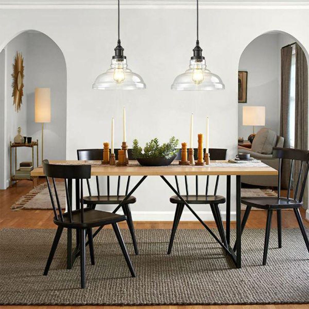 Bowl Restaurant Pendant Lighting Fixture Glass Minimalist Style Hanging Lamp Kit