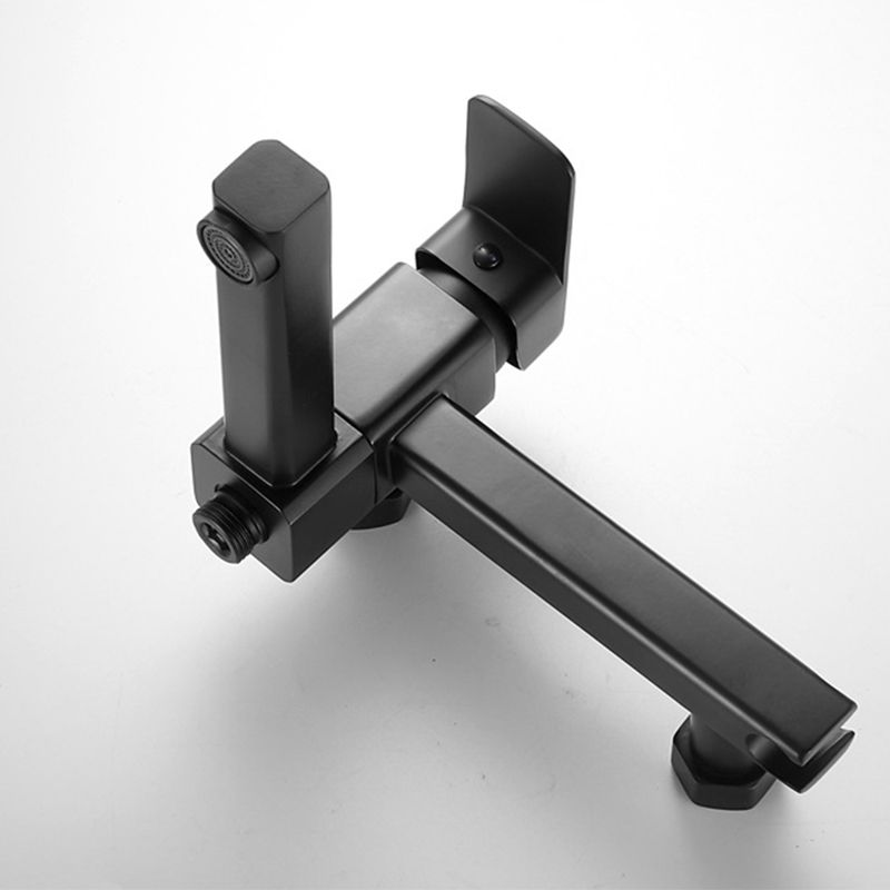 Modern Wall Mounted Metal Tub Filler Low Arc Swivel Bathroom Faucet