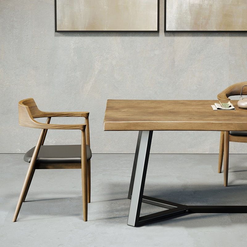 Contemporary Style Writing Desk Solid Wood Irregular Meeting Office Desk