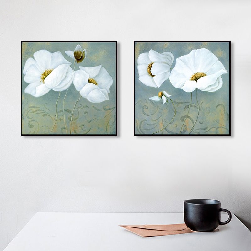 Soft Color Flower Blossom Art Print Textured Modernist Dining Room Canvas, Multiple Sizes