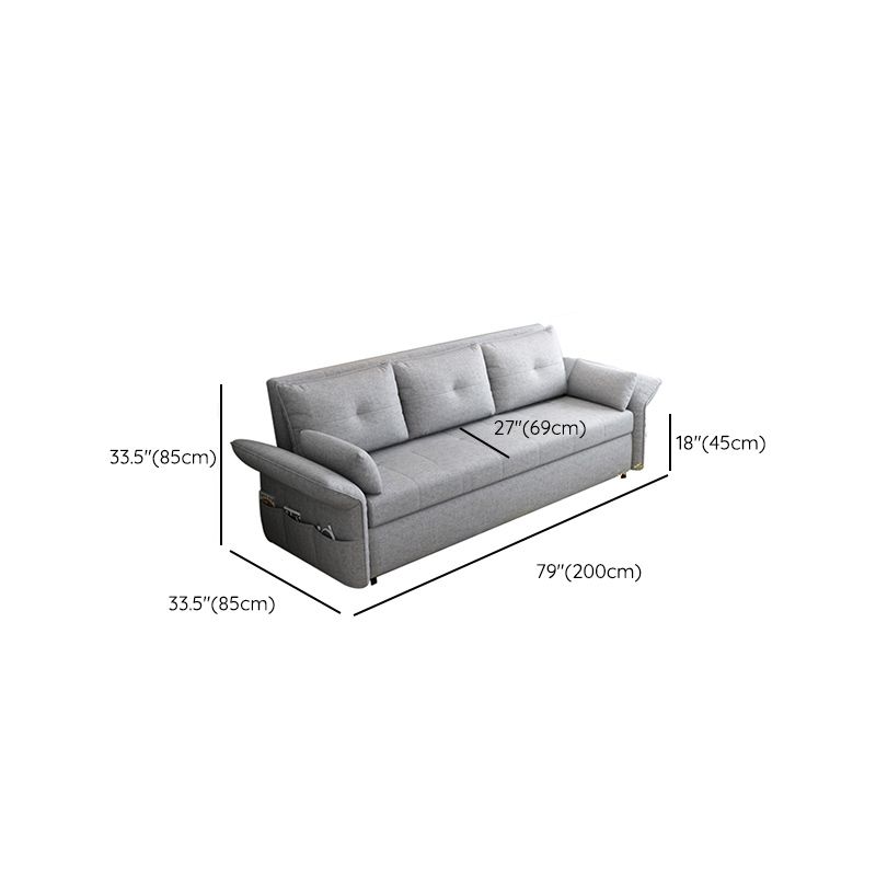 Modern Fabric Sleeper in Light Gray Flared Arm Futon And Mattress with Storage