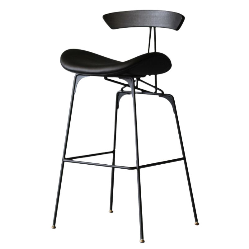Modern Style Counter Stool Faux Leather Saddle Seat Bar Stool for Indoor