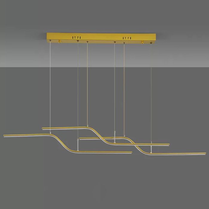 Ultra-modern Linear Hanging Chandelier Metallic Hanging Lamp with Hanging Cord for Restaurant