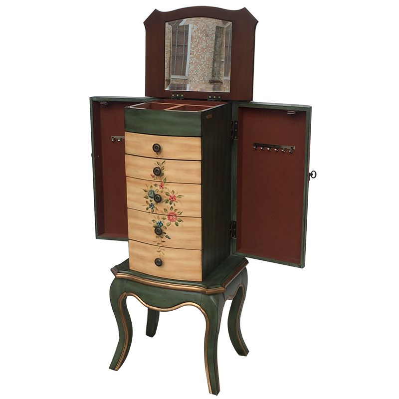 Mid-Century Modern Chest Wood Knobs Handcrafted Side Cabinet with Drawer