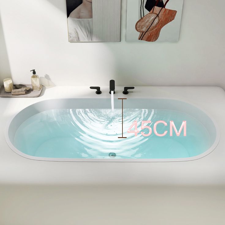 Modern Oval Drop-in Bath Tub 23.22" H White Acrylic Bathtub for Home