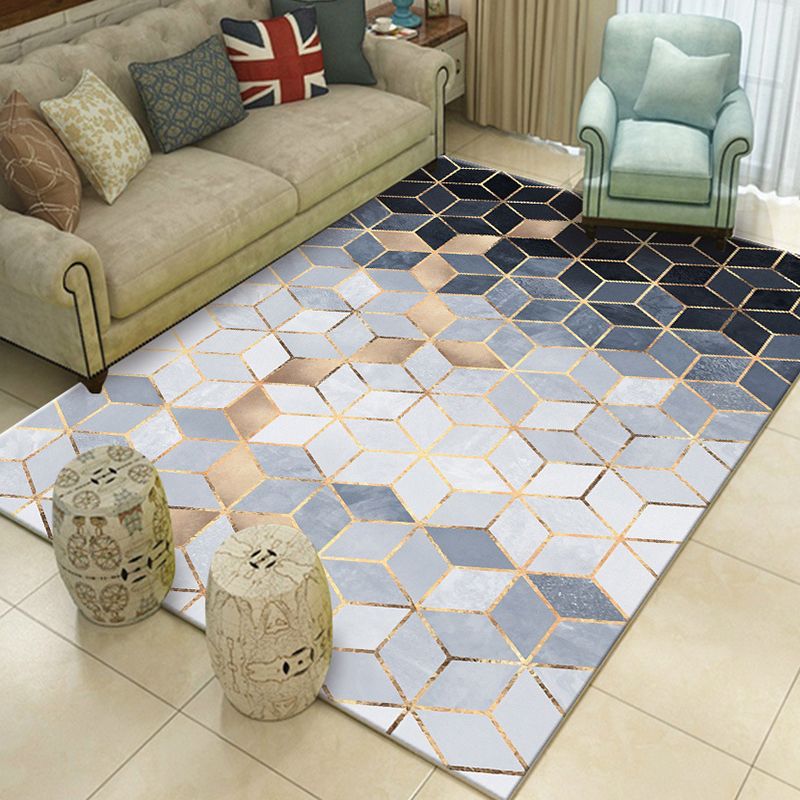 Zwart modern tapijten polyester grafisch gebied tapijt niet-slip achterste tapijt voor salon