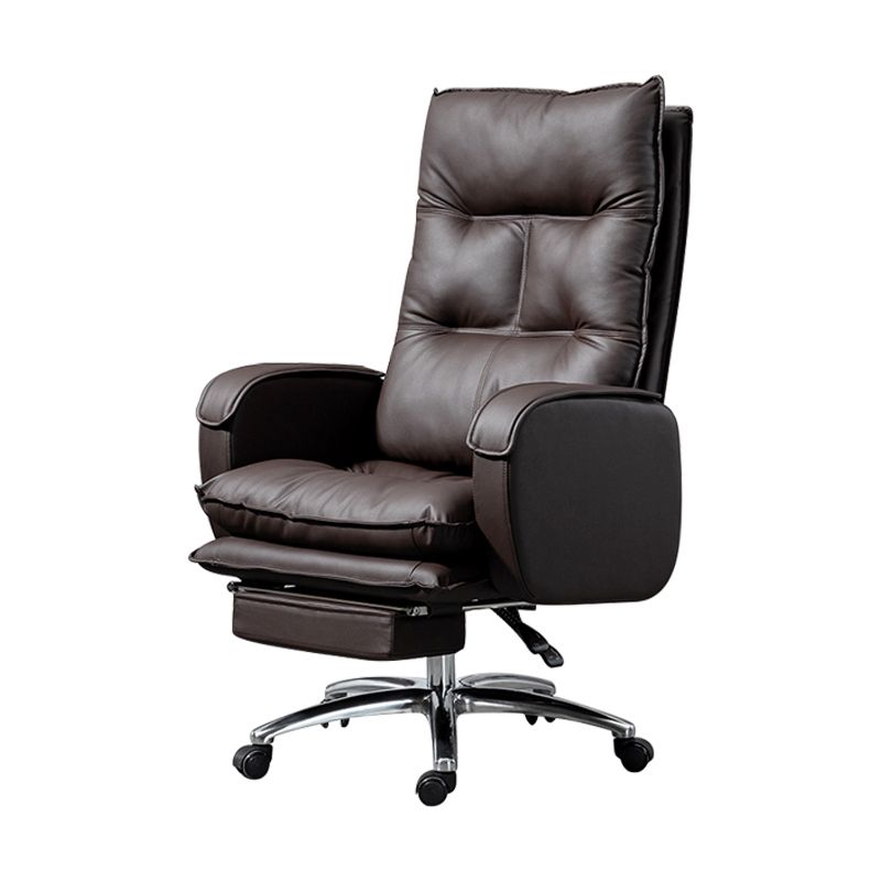 Armless Chair Modern No Distressing Leather Ergonomic Office Chair with Wheels