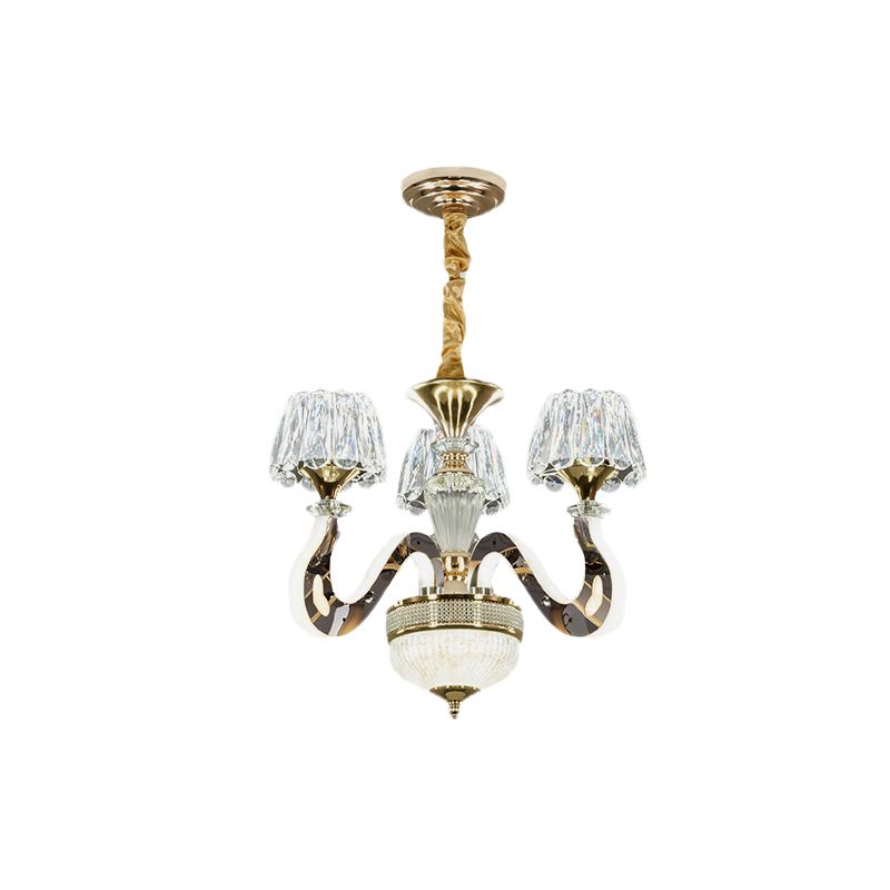 Conical Clear Crystal Hanging Light Kit Moderne 3/5 Köpfe Schlafzimmer LED Kronleuchter Anhängerlampe