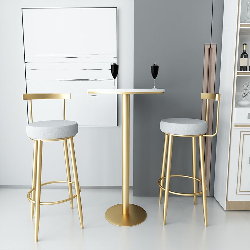 Glam Armless Backrest Counter Stool Iron Bar Stool with Cushion and Pedal for Kitchen