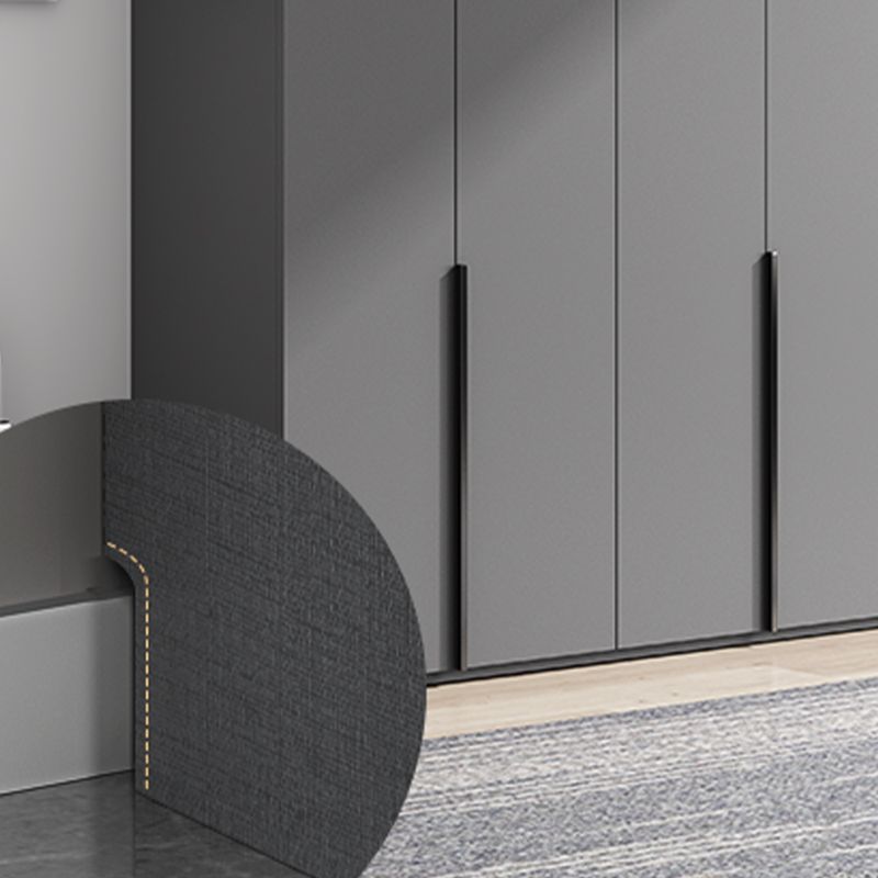 Contemporary Grey Storage Cabinet with Garment Rod Hinged Door Cabinet for Bedroom
