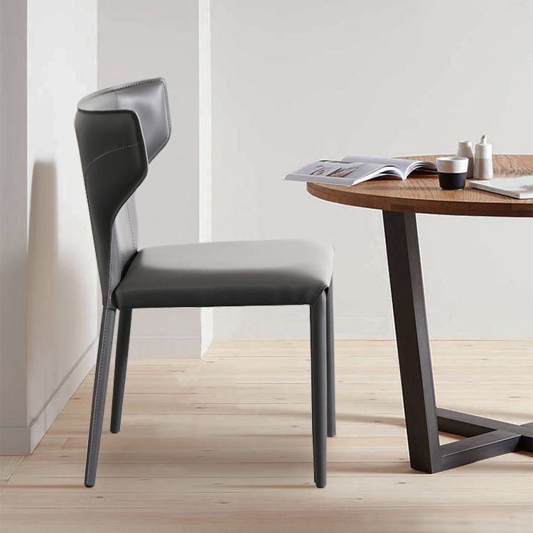 Contemporary Faux Leather and Metal Armless Dining Room Chair