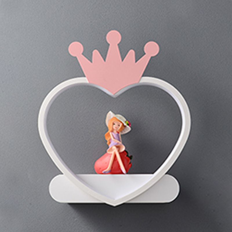 Heart-shaped 1-Light Wall Sconce Kids Style Metal Wall Light Fixture without Decorations