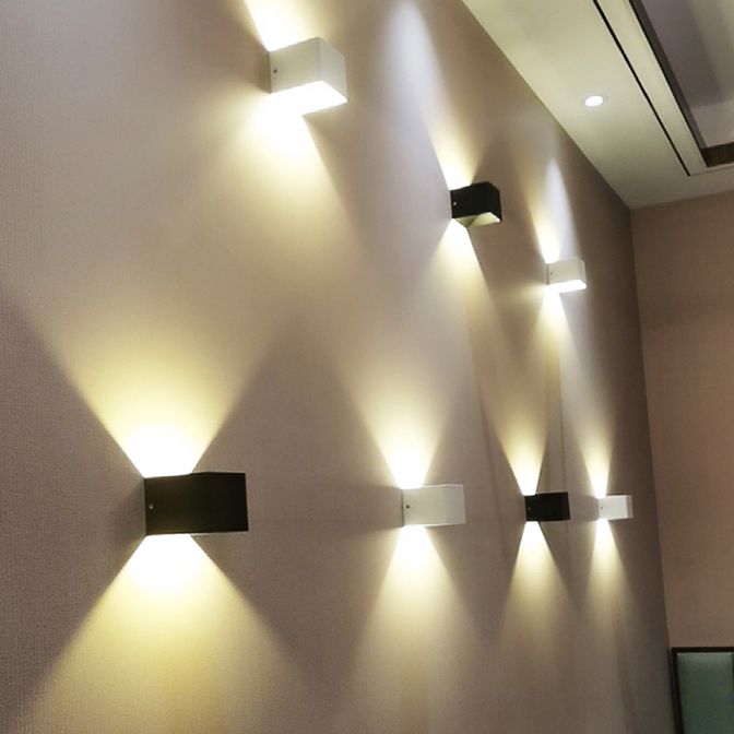 Modern Aluminum Wall Light Cube Shape 2 Lights LED Wall Washer for Outdoors