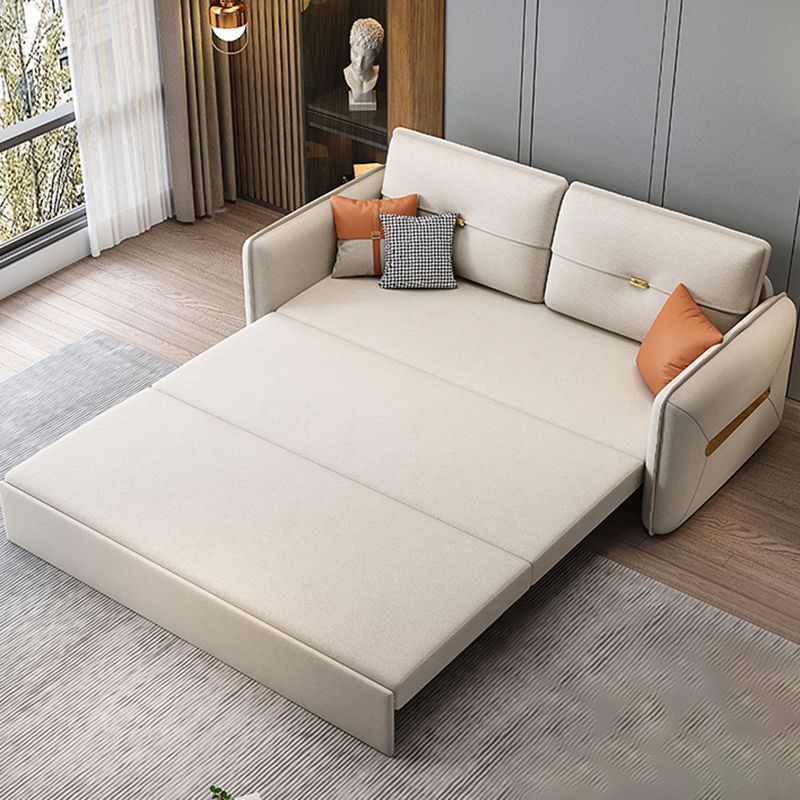 Contemporary Square Arm Faux Leather Stain Resistant Bed Settee