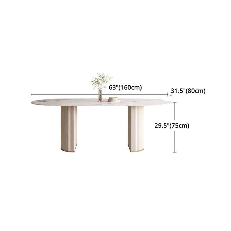 Modern Leatherwear Dining Table Set 1/4/5/7 Pieces White Sintered Stone Top Dinette Set