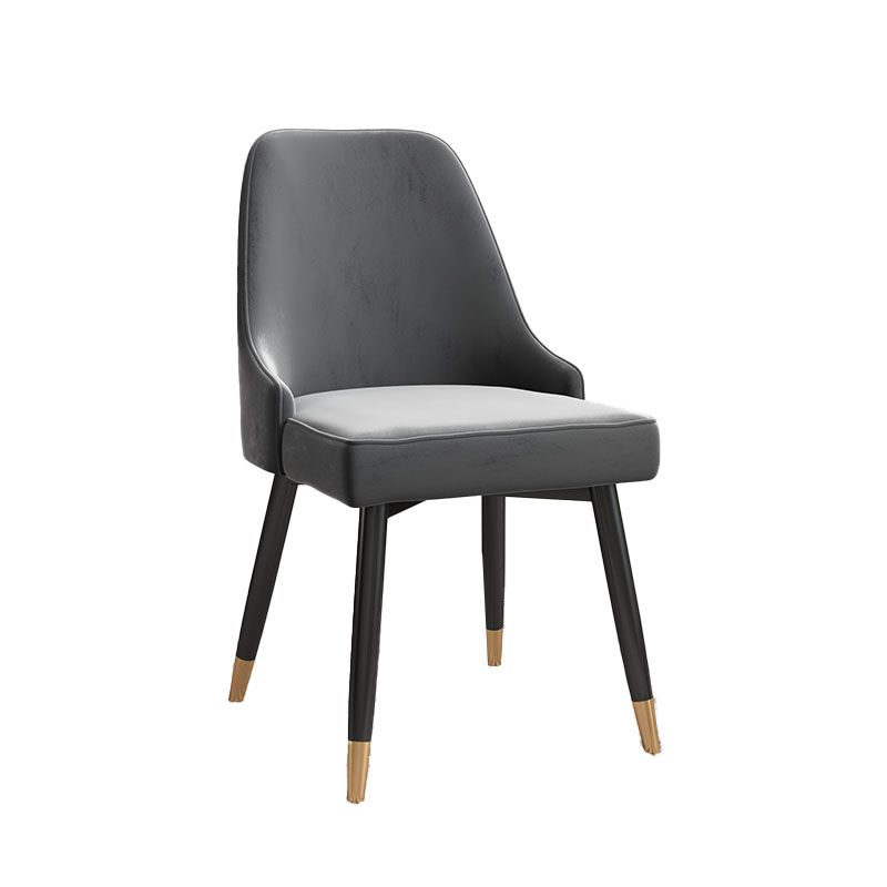Sillas sin brazos de comedor de metal Glam, sillas Parsons de comedor de cuero PU para restaurante