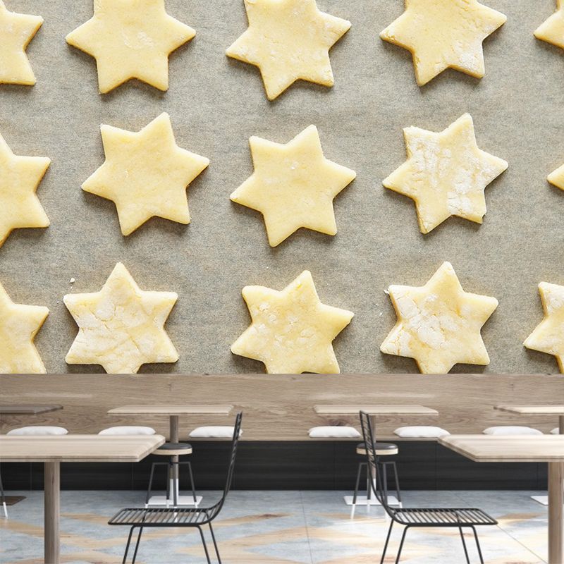 Contemporary Butter Biscuits Wall Mural Environment Friendly Wallpaper for Cake Shop