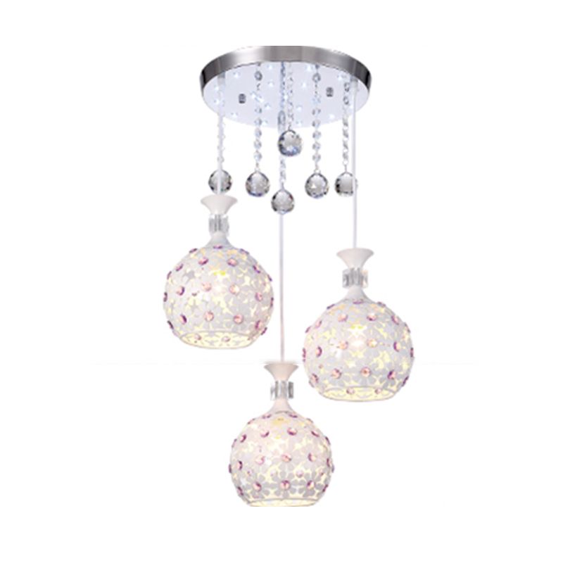 Cluster sphère pendentif léger nordique cristal 3 bulb lempe suspension du plafond