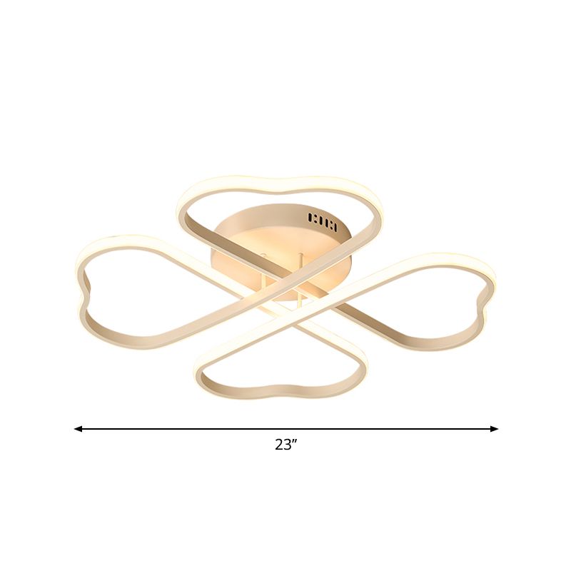 Heart Shape Acrylic Flush Mount Fixture Minimalism 18"/23"/28" W LED White Ceiling Lighting in Warm/White/3 Color Light