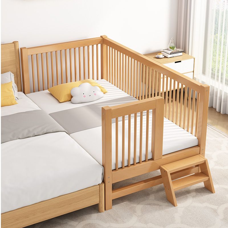Convertible Nursery Crib Farmhouse Solid Wood Crib with Guardrail