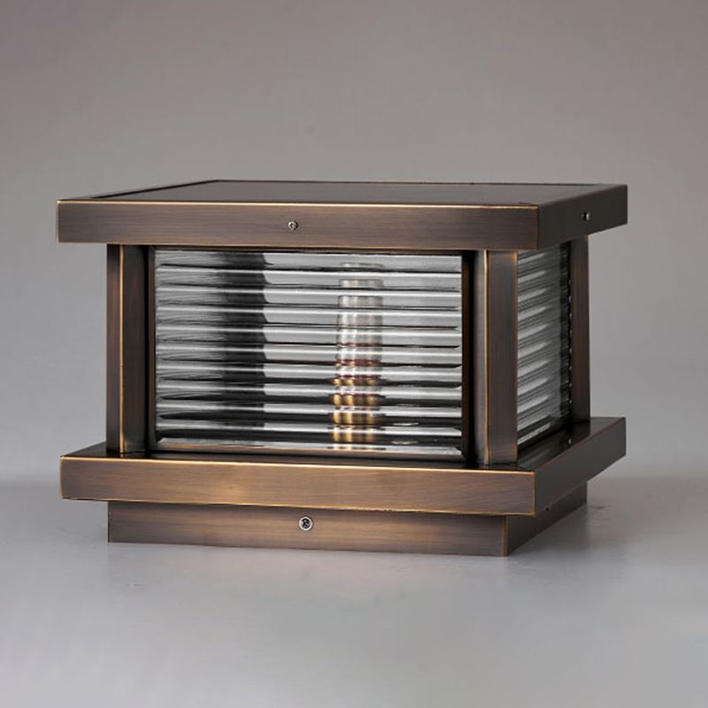 Modern Simple Outdoor Light Square Shape Copper Pillar Lamp for Outdoor