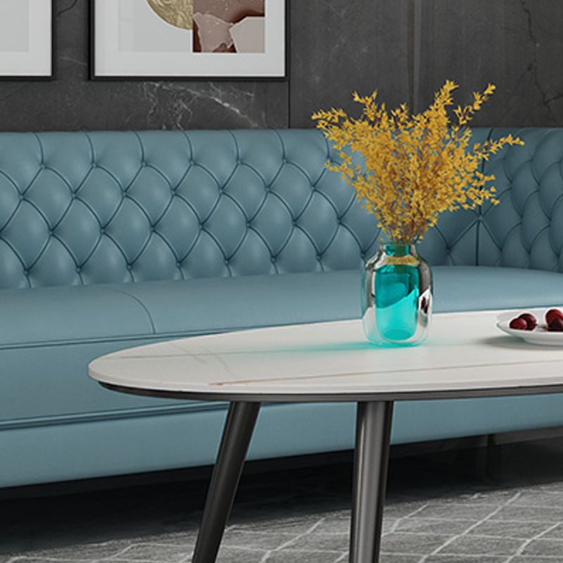 Elliptical Stone Top Cocktail Table 4 Legs 1 Single Coffee Table