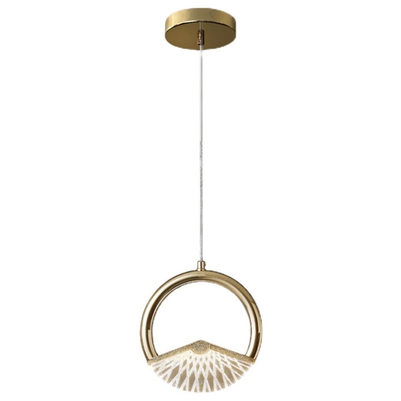 Einfachheit geführte Beleuchtung Anhänger Messingring Hängende Lampe mit Kunstkristallschatten