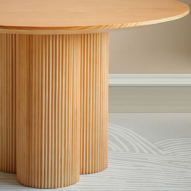 Eigentijdse ronde eettafel dennen vaste houten tafel met voetstukbasis voor thuiskeukendiner