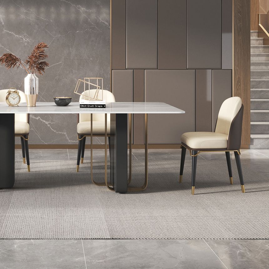 Traditional Luxury Furniture Stainless Steel Double Pedestal Base Dinner Table