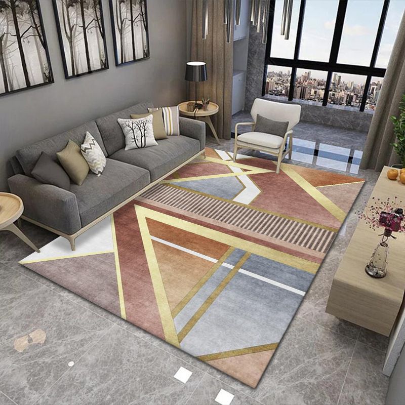 Orange Modern Carpet Polyester Striped Area Carpet Stain Resistant Carpet for Drawing Room