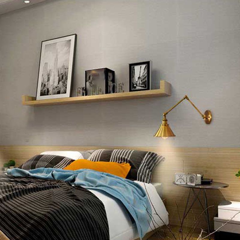 Industrial Style Swing Arm Wall Sconce Metal 1 Light Sconces in Gold for Bedroom