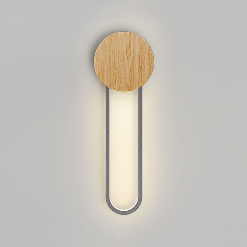 1 leichte ovale Wandbeleuchtungsbehörden moderne Holzwandmontage -Lichter im modernen Stil