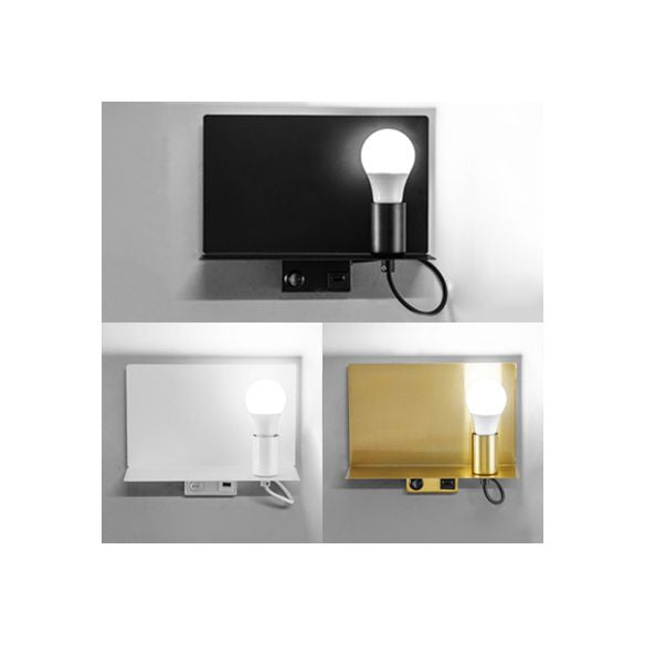 Bare Bulb Metal Supporter Wall Light Fixture 1 Light Simple Style Wall Lamp for Study