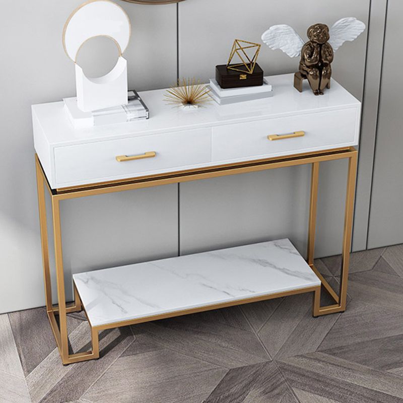 Rectangle Shape Contemporary Console Table 2 Drawers Wood Console Sofa Table