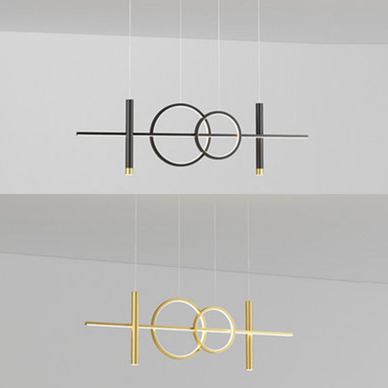 Modern Creative Linear Linear Led Light Light Iron Iron Spendant Light con ombra acrilica