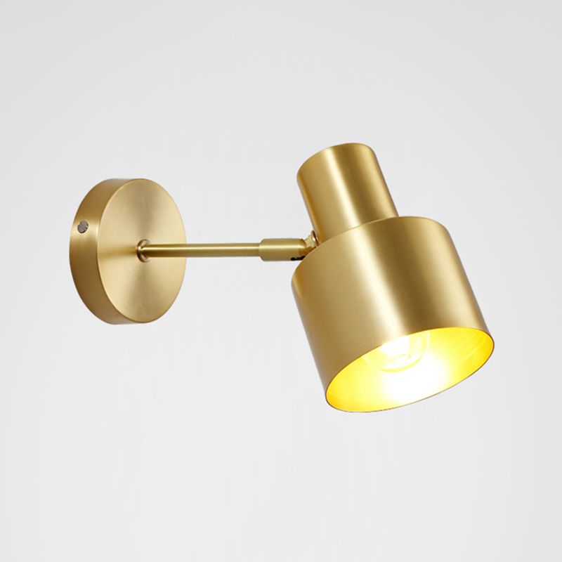 Moderne Stilzylinderwand montiertes Metallmetall 1 Lichtwandmontierte Beleuchtung in Gold