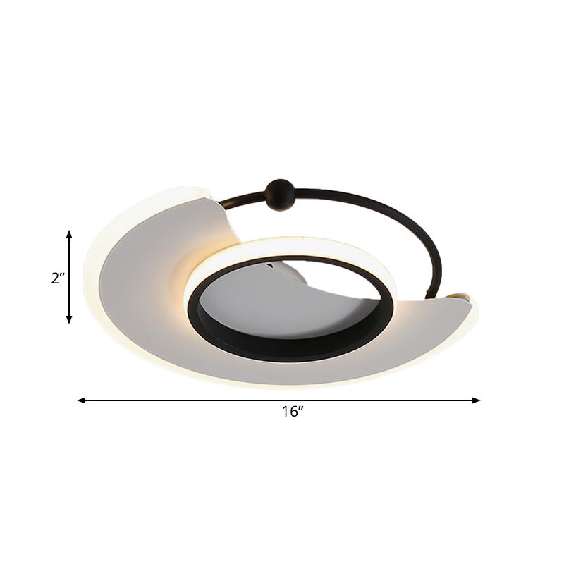 White Moon Shaped Flushmount Modern LED Acrylic Ceiling Flush Mount Light for Bedroom