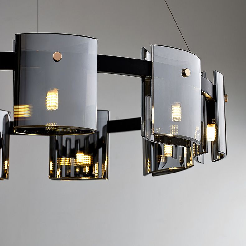 Modern Minimalism Pendant Light Metal Geometric Chandelier with Glass Shade