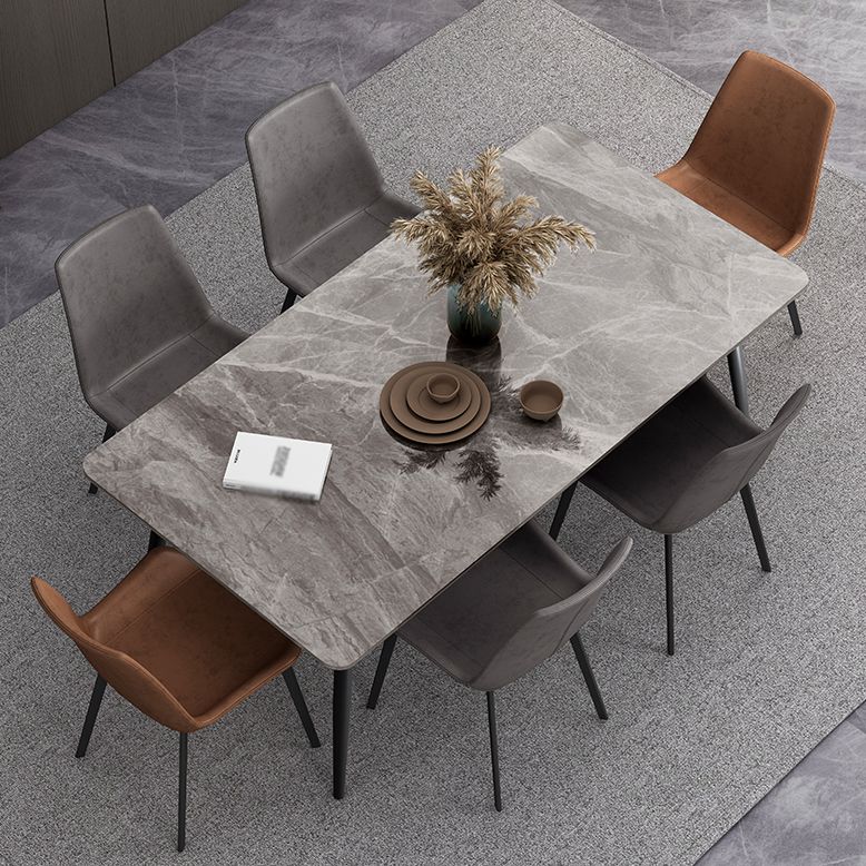 Industrial Style Sintered Stone Dining Table Carbon Steel 4 Legs Base Rectangle Table for Home
