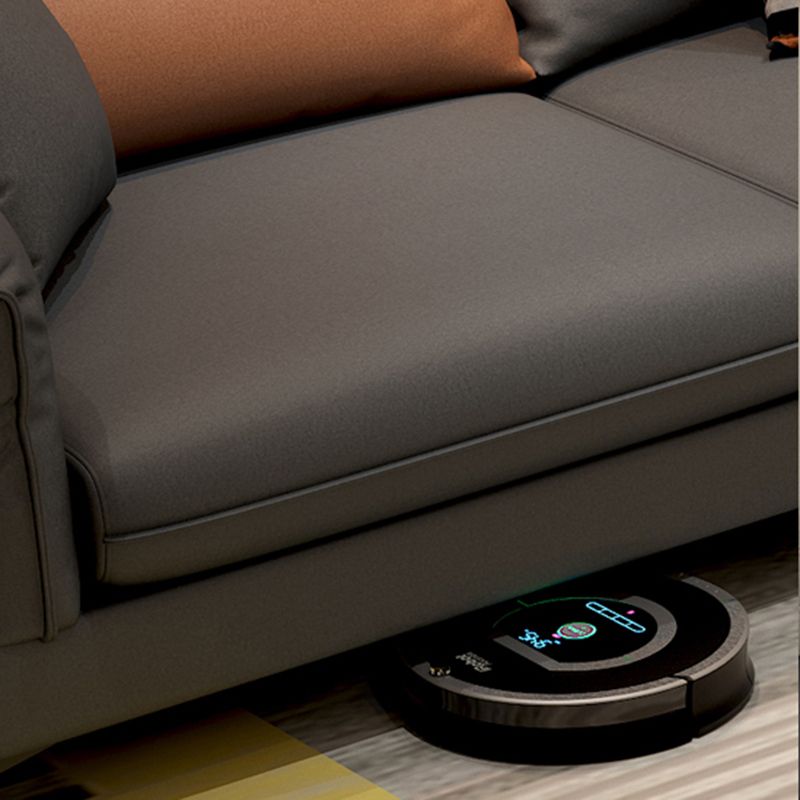 Stain-Resistant L-Shape Flared Arm Sectional Sofa with Chaise for Four People