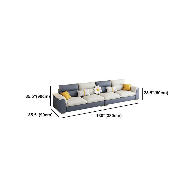 Glam Faux Leather Sofa & Chaise Square Arm Sofa for Living Room